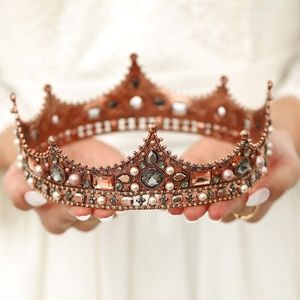 Baroque Rhinestone Wedding Crown Vintage Medieval
